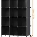 Closet Organizers and Storage, 12 Cube Storage Organizer, Portable Closet Organization Clothes Shelves for Kids, Closet, Bedroom, Bathroom, Office, Black