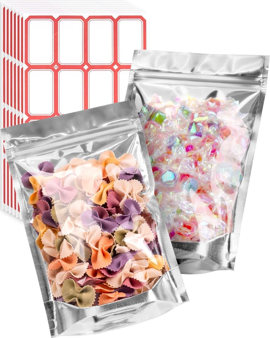 200 Pcs 5"x8" Mylar Bags for Food Storage - Clear Front, Stand-up, Resealable Bags for Small Business Packaging Supplies, Snacks Candy Bath Salts Hand Made Gift Festival