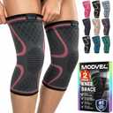 Modvel 2 Pack Knee Brace for Women & Men - Knee Support for Walking, Knee Compression Sleeves for Pain Relief, Knee Sleeves for Women, Knee Sleeves for Men, Knee Brace for Sports, Workouts & Arthritis