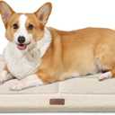 Reversible Dog Crate Pad Bed for Medium Small Dogs,Washable & Non-Slip Kennel Pet Mat, High Density Foam and Soft Fleece Cat Bed for Indoor & Outdoor Use, 29" x 21", Cream White