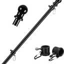 Black Flag Poles for Outside House - 6ft Tangle Free Flag Pole for House,Heavy Duty Metal Flagpole,Outdoor Flagpoles Residential for Porch,Fence (Without Bracket)