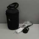 One Gallon Water Bottle Insulated, Triple Wall Vacuum Cold for 48 Hrs & Leak-proof & Non-BPA, 128oz Large Sports Stainless Steel Water Jug with Paracord Handle Straw Spout Lids & DIY Stickers (Black)