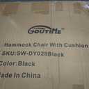 Goutime Hammock Chair with Hanging Hardware Kit and Back Cushions,Macrame Boho Swing Chairs for Indoor,Outdoor,Bedroom,Patio (Black), 55"L x 30"W