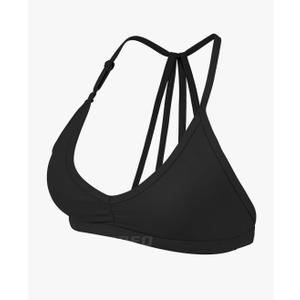 YEOREO Workout Sports Bras for Women Padded Strappy Open Back Gym Bra Light Impact Criss Cross Yoga Crop Top Black S