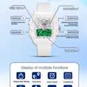 Women Watch for Women Unique Rectangle Watches Digital Analog Sports Watch for Ladies Students Watches with Alarm Stopwatch Waterproof Hourly Chime 12/24H LED Light Multi-Function Wristwatch