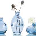 MOLIMAO Bud Vase 3Pcs/Set Mini Vase Small Glass Vase for Desktop Centerpieces Decor,Handmade Vase for Flowers(Blue)
