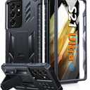 FNTCASE for Samsung Galaxy S21-Ultra Case: Military Grade Rugged Cell Phone Cover with Kickstand | Shockproof TPU Protection Bumper Matte Textured Design for Samsung S21 Ultra Cases 6.8 inches (Black)