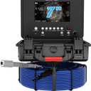 Sewer Camera Self Leveling, Sewer Inspection Camera 100 ft/30 m with Distance Counter, 7'' IPS 1080P Monitor and DVR Recorder, IP68 Waterproof, 12 Adjustable LED Lights(16GB Card)