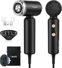 SUPGALIY Dual Voltage Hair Dryer, High-Speed Ionic Blow Dryer for Fast Drying, Travel Compact Hair Blow Dryer with Magnetic Curly Diffuser for Home, Portable Hairdryer International 110-240V