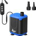 AQQA DC Aquarium Water Pump with Controller,4 Flow Adjustable,Feed Mode,IP68 Submersible Quiet Fish Tank Pump,3 Nozzles for Pond Fountain Statuary Hydroponics Freshwater Saltwater 20W 110V-240V