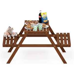 Furinno TIOMAN Slatted Hardwood Outdoor Dining Set, Natural, Kids Dining Set