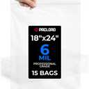 18" x 24" Extra Large Reclosable Plastic Zip Bags, 15 Count | 6 Mil Heavy-Duty Clear Poly Bags, Resealable for Food, Clothes, Hardware, Home & Garage Storage
