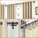 HOTOZON 1 Inch Heavy Duty Double Bay Window Curtain Rods,36-72 Inch Center Rod for Window (24 to 68 Inch), 20-36 Inch Side Rods for windows (16-32 Inch), Antique Bronze, End Cap Finials