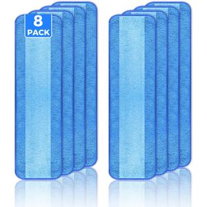 wlich 8-Pack Microfiber Cleaning Pads, 18-Inch Microfiber Mop Pads Compatible with Bona Mop, Washable and Reusable Mop Pad Refills for Hardwood Tile Laminate Floors