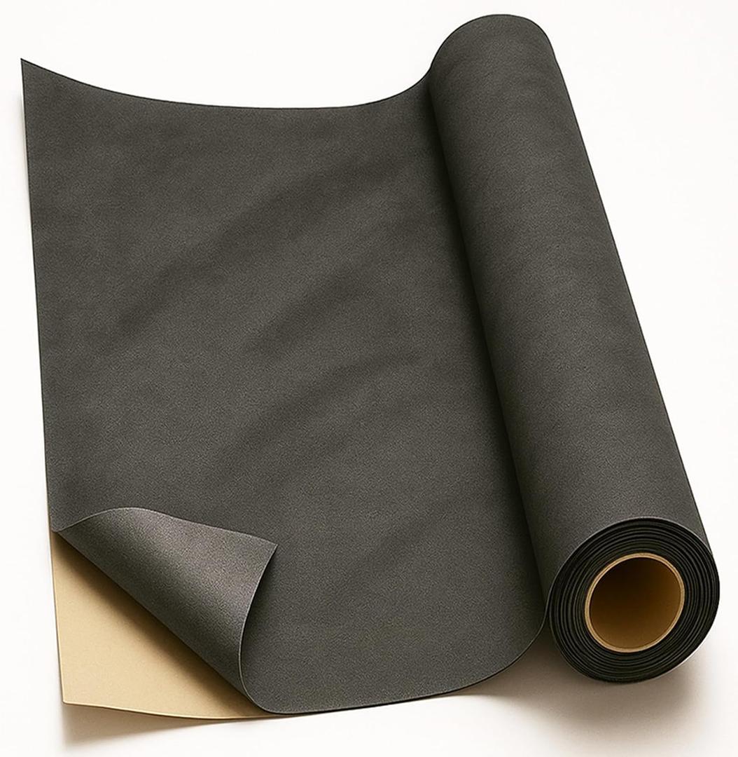 Self-Adhesive Suede Decorative Film for Car - Headliner/Dash/Door/Trunk | Stretchable & Scratchproof Ultra-Fiber Leather | DIY Peel & Stick 10"x59" Dark grayk Pro-Grade Curved (Dark Gray, 10"x59")