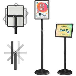 Relx Adjustable Outdoor Sign Holder Stand for Display - 8.5x11 inch Floor Sign Stand with Base for Business Retail Events - Vertical & Horizontal View Displayed