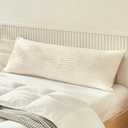 WARMDERN Beige Pillow Covers Body Pillow Cover Soft Microfiber Pillow Cases Set of 1 Boho Textured Pillowcase with Envelope Closure(Beige, Body-1 20x54 Inches)