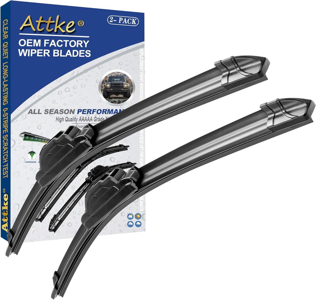ATTKE OEM Quality Front Windscreen Wiper Blades for Toyota 4Runner 1984-2002/Toyota Tacoma 1995-2004 (17+17 Front Windshield Wiper Blade Set)