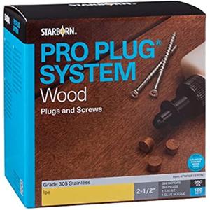 Starborn Pro Plug System Wood Deck Kit with 100 Ipe Plugs, 2-1/2" SS Screws, Nozzle and Bit - Pws08133010