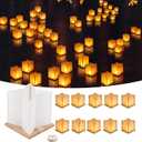 10Pack 6Paper Floating Candle Lantern,Wooden Water Lanterns with Candles,Outdoor Patio Decor for Pool Parties,Wedding,Memorials,Garden (10Lanterns with Candles)