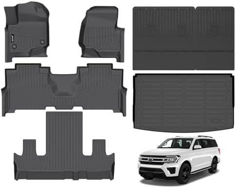 Jenofa-for Ford Expedition 2021-2025 Floor Mats (Only Max Model Bucket 7 Seats) All Weather Mats Automotive Car Mat for Expedition Accessories-Floor Mats & Rear Seat Back Mats & Cargo Liner