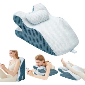 Ergonomic Memory Foam Wedge Pillow, Reading Pillow Wedge Weight Limit Under 165 lbs, Prone Pillow with Adjustbale Support Pillow Zipper Cover for Female Reading Relaxing Back Pain Relief