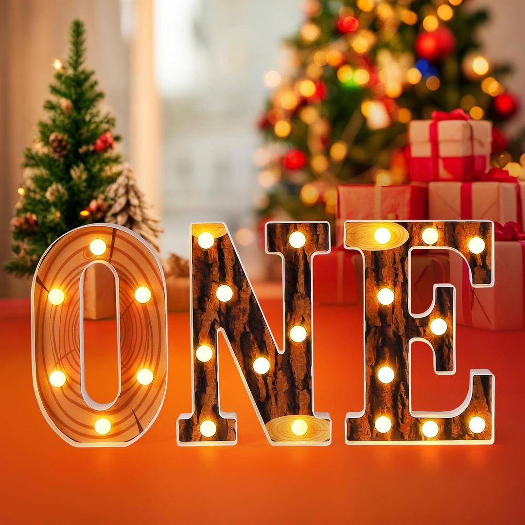 One Happy Camper Birthday Decorations,First 1st Birthday Decorations Boy,Baby Boy One Year Old Light Up Sign for Centerpieces Table Backdrop Decor