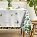 Horaldaily Spring Summer Tablecloth 60x120 Inch Rectangular, Eucalyptus Floral Table Cover for Party Picnic Dinner Decor