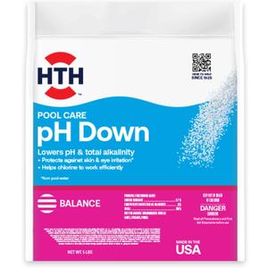 HTH Pool Care pH Down, Lowers pH, Swimming Pool Chemical, 5 Lbs