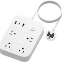 UK Adapters for Travel, UK Power Strip with 4 AC Outlets 1 USB C and 2 USB Ports, UK to US Plug Adapter Type G, UK Outlet Adapter for UK Ireland England Scotland Hong Kong Travel (3ft)