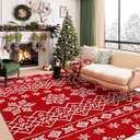 Christmas Area Rug 5x7 Green Snowflake Holiday Decorative Living Room Bedroom Throw Rug Washable Non Slip Soft Low Pile Carpet for Kitchen Entryway Dining Room Bathroom Home Decor