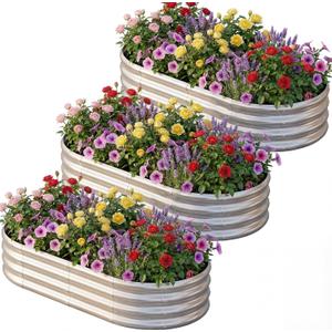 AHEONLAR 3 Pack 631ft Galvanized Raised Garden Bed, Oval Metal Garden Bed Planter Boxes Outdoor, Durable Raised Garden Beds Outdoor for Vegetables, Flowers, Silver