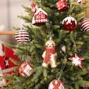 SHareconn 65pcs Christmas Tree Ornaments Set, Shatterproof Christmas Gingerbread Man Balls Bulk Gift Boxes, Hanging Plastic Decorative Baubles for Xmas Trees Decorations, Holiday Party, Red White (65CT)