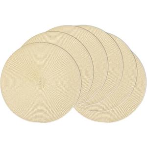 AHHFSMEI Round Braided Placemats 15 Inch Round Table Mats for Dining Tables Natural Woven Heat Resistant Place mats Set of 6 (Beige)