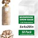 Mushroom Grow Bags, 50 Pack Mushroom Spawn Bags, 5" x 4" x 20", 6 Mil Thick Durable,Tear Resistant, 0.2 Micron Porosity Resistant High Pressure Spawning