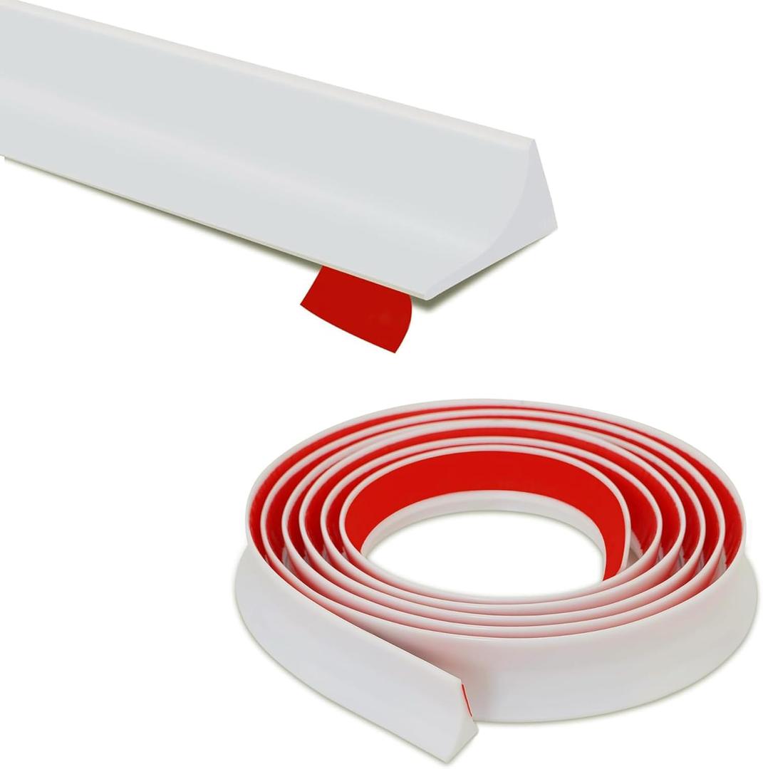 Shower Threshold Water Dam, Walk in Shower Water Guard, Shower Dam Water Barrier Bathroom Sink Splash for Dry And Wet Separation Caulk Seal Strip Edge Trim (78 Inch, White)