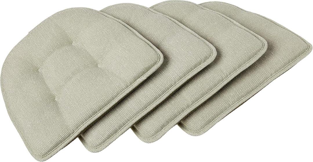 Non-Slip Chair Cushions, Assembled in USA, U-Shaped Skid-Proof Seat Pads for Dining Room, Kitchen, Office, 15"x16", 4 Pack