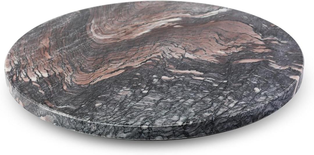 Koville 12'' Marble Lazy Susan Marble Turntable for Kitchen Dinning, Lazy Susans Organizer for Cabinet, Serving Rotation Spinning Tabletop Organizer Swiveling, Spice Rack Storage (Rosso Luana)