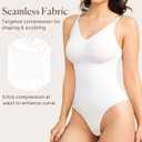 BRABIC Womens' Seamless Sleeveless V-Neck Thong Bodysuit Shapewear Tummy Control Tops V-Neck Camisole (White, M/L)