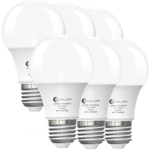 2 x evelor 6-Pack A19 LED Light Bulbs,60 Watt Equivalent Soft White 2700K with E26 Base,Efficient 9W,800 Lumens Non-Dimmable Warm White LED Bulbs,15000 Hours, Ideal for Bedroom Living Room