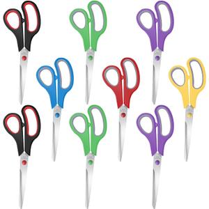 9 Packs 8" Sewing Craft Scissors Bulk,Multipurpose Heavy Duty Sharp Paper Scissors,All Purpose Stainless Steel Scissors for Home Office Student Teacher Supplies