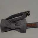Lionet Paws Dog Collar with Bowtie, Durable Adjustable and Comfortable Collar for Small Dogs Puppies and Cats, Neck 10-16in (Grey Lines)