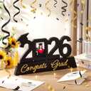Leinuosen Congrats Grad Frame 2026 Graduation Gifts Black Wooden Standing Frame with Tassel Holder for 2.5 * 3.5" Photo Graduation Party Decorations Table Centerpieces for College Senior High School