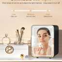CUTIEWORLD Makeup Fridge With Dimmable LED Light Mirror, 4L Mini Fridge for Bedroom, Car, Office & Dorm, Cooler & Warmer, Portable Small Refrigerator for Cosmetics, Skin Care and Food, Black