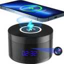 Indoor Camera with Clock and Wireless Charging, 1080P WiFi Cameras for Home, Security Camera with Motion Detection, Night Vision, Local & Cloud Storage,with APP (Black)