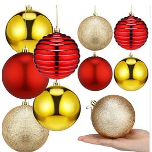 Poen 8 Pcs 4" Christmas Ball Ornaments Christmas Tree Hanging Decorations Xmas Plastic Shatterproof Colorful Ornaments Set with Rope for Holiday Party ...
