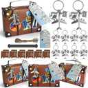 Aizhuang 50 Pcs Vintage Suitcase Party Favor Box, Vintage Suitcase Candy Boxes with Airplane Keychains Party Favors, Kraft Tags and Burlap Twine for Travel Themed Party, Bridal Shower, Wedding Decorations