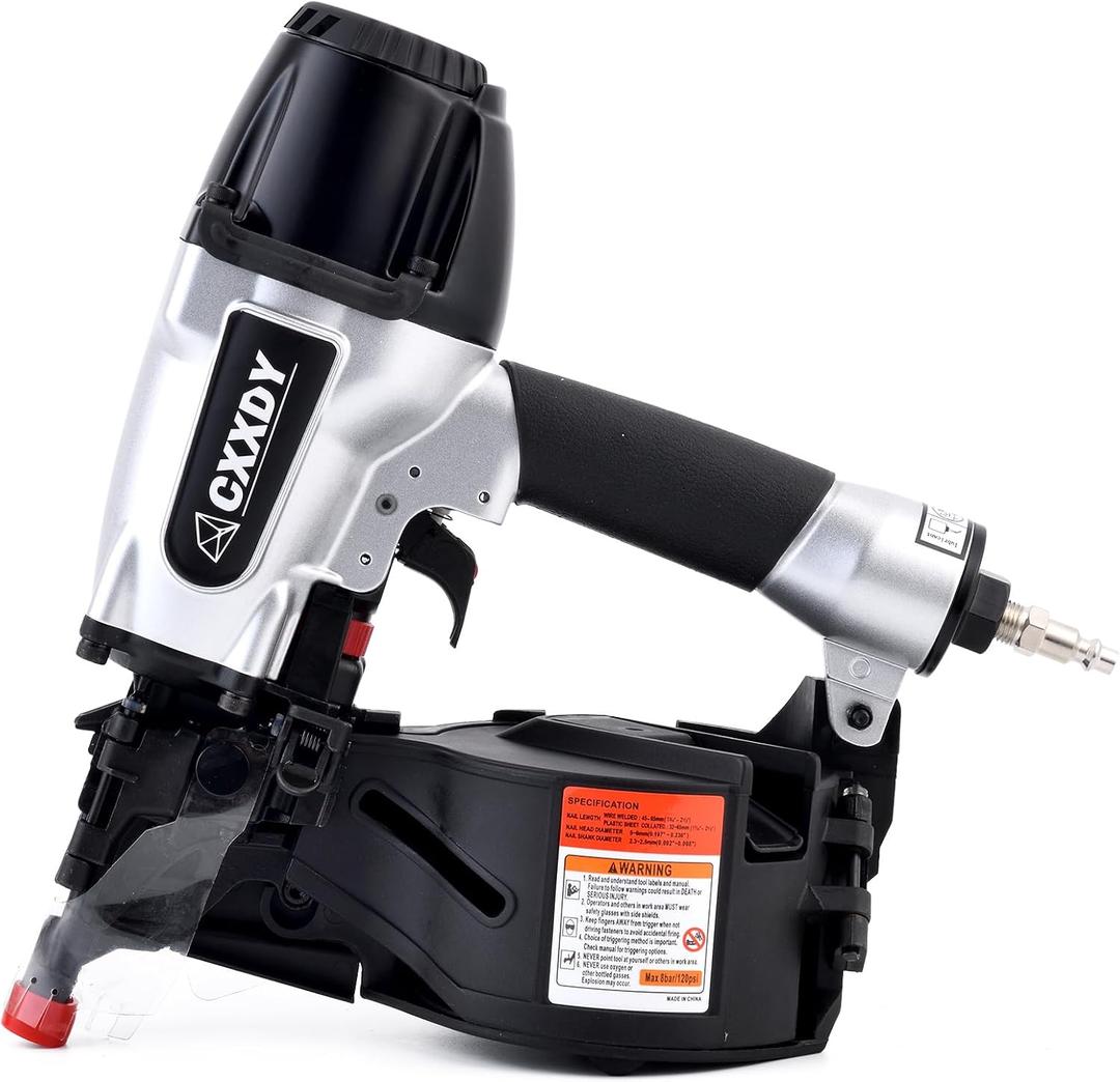 CXXDY Siding Nail gun 15 Degree 1-1/4 to 2-1/2 Coil Siding Nailer High-Speed Pneumatic Siding Nailer for Siding, Framing, and Fencing Professional-Grade Performance for Contractors and DIYers