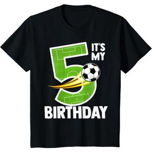 Kids It's My 5th Birthday Boy Soccer Ball 5 Year Old Bday Party T-Shirt