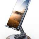 Lamicall Cell Phone Stand, Desk Accessories - Grey Office Cell Phone Holder, Simulated Wood Grain Phone Stand for Desk, Office Desk Accessories, Gifts for Fathers Day, Suitable for 4-10 Phones, iPad